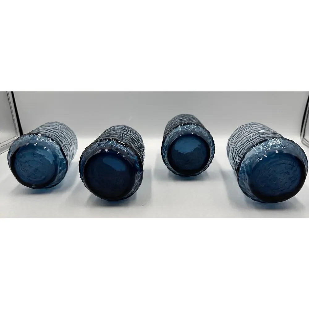 Lenox Dark Blue Hand Blown Crystal Water Tea Glasses - Set of 4